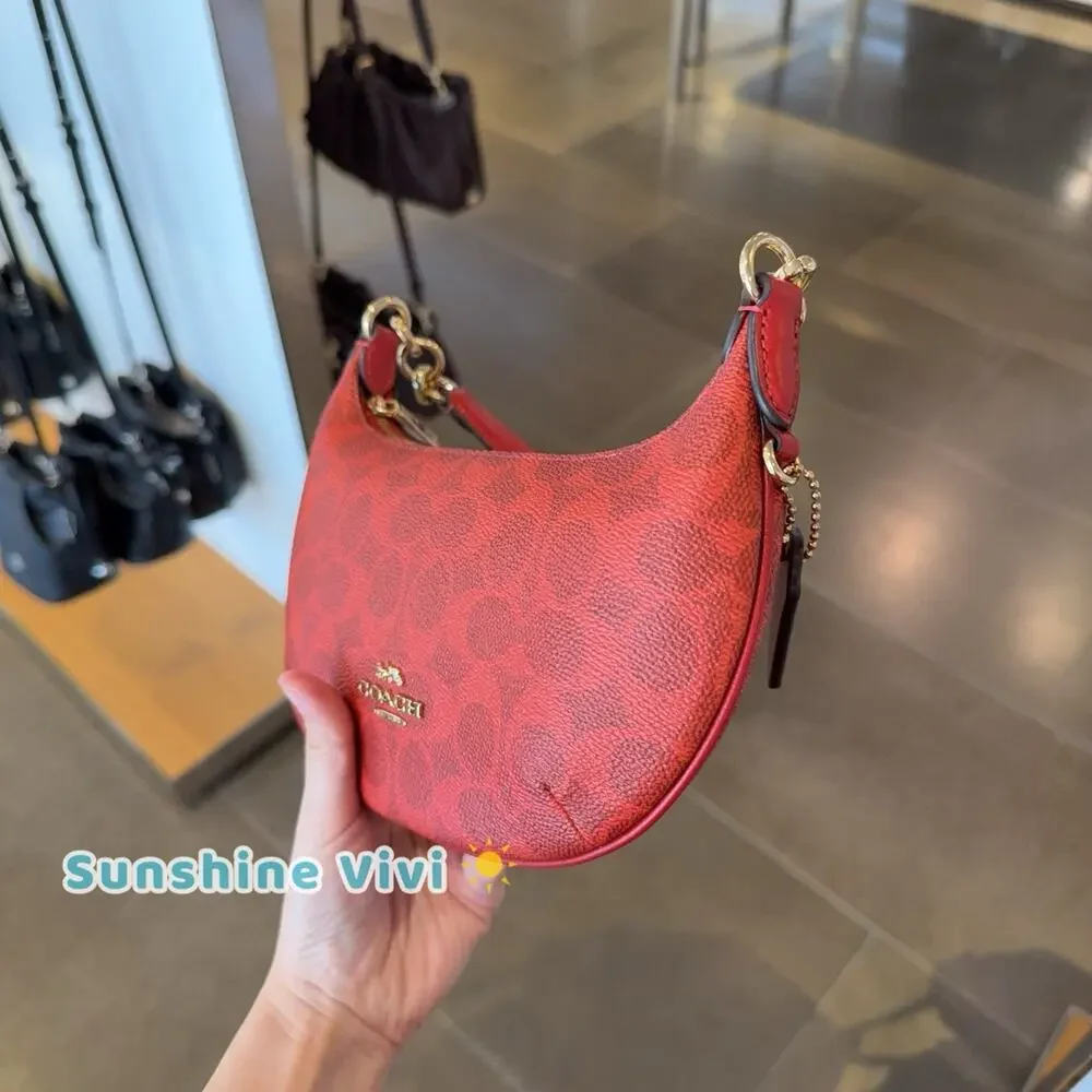 NWT Coach Mini Payton Bag In Signature Canvas CEL06 IM/CRIMSON